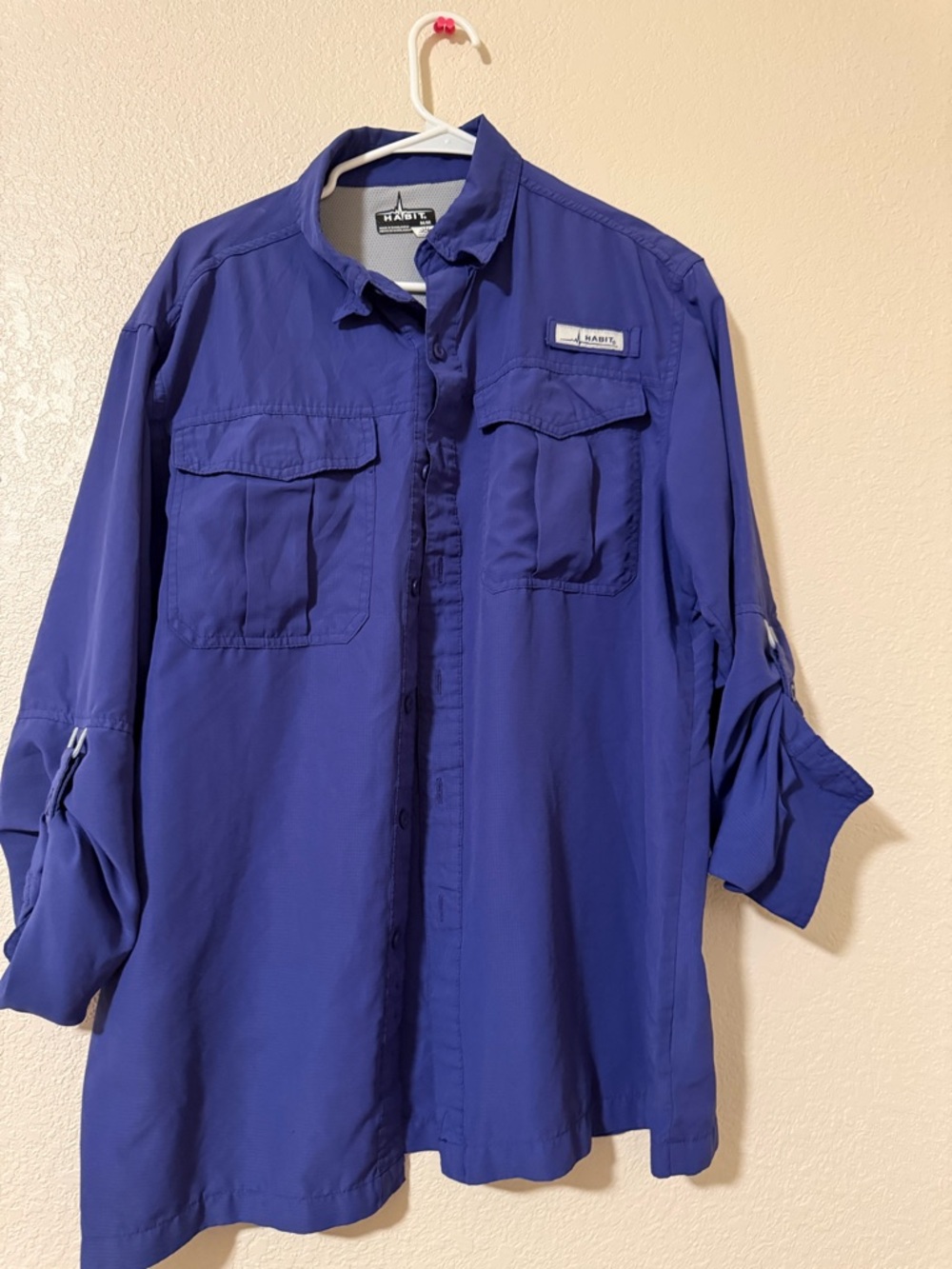 Habit Long Sleeve Guide Shirt Mens M  Blue Vented Fishing Button Front 40+ UPF